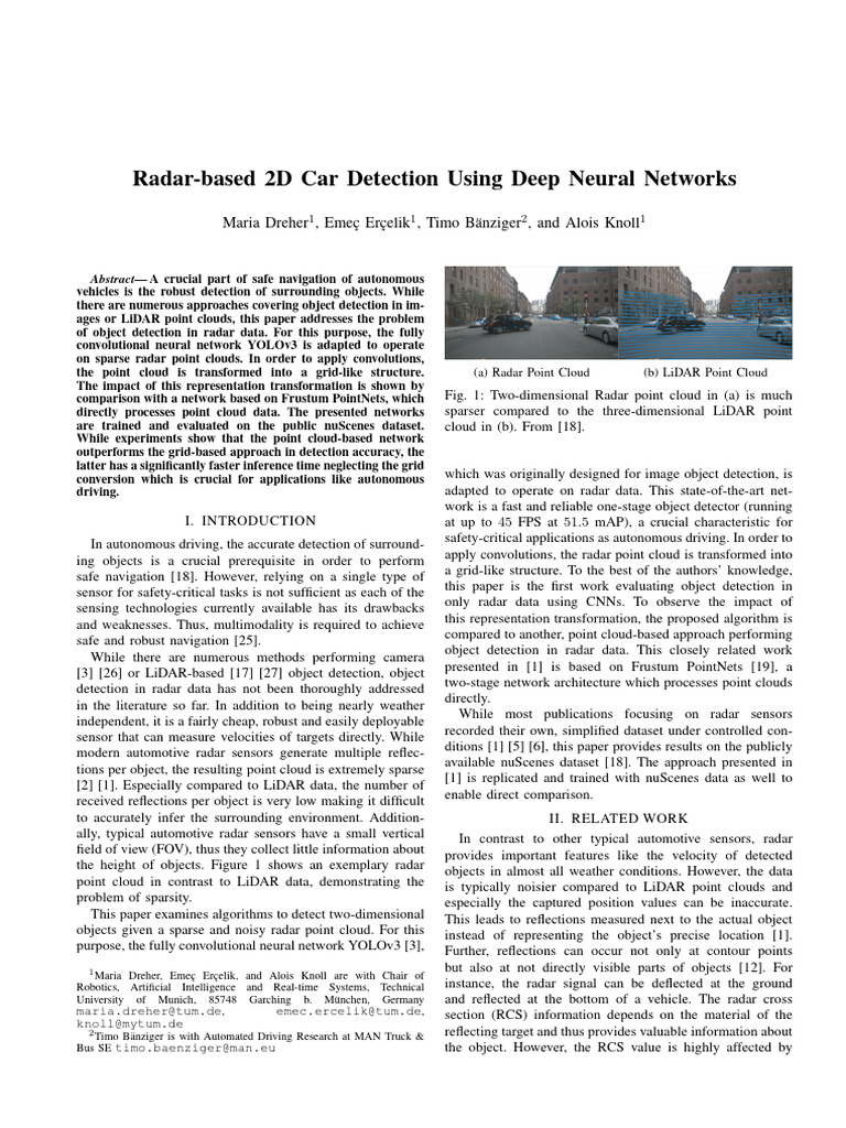 Radar-based 2D Car Detection Using Deep Neural Networks | PDF | Radar ...
