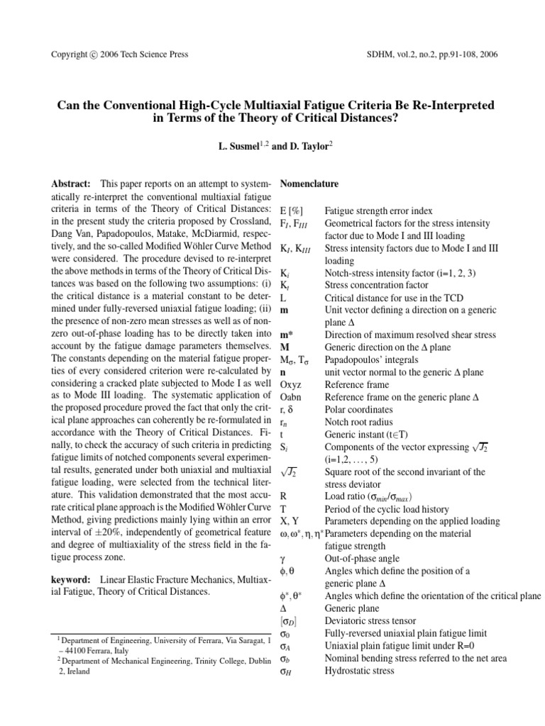 Reinterpreting Multiaxial Fatigue Criteria | PDF | Fatigue (Material ...