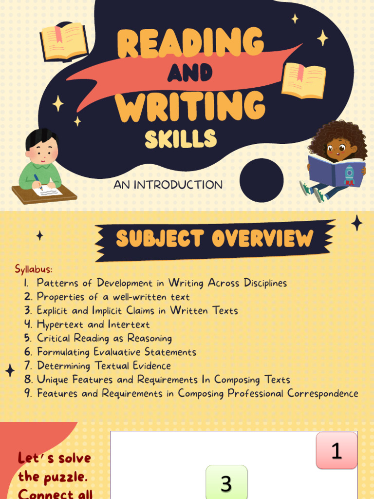 Reading and Writing Skills - Week 1-Pattern of Development in Writing ...