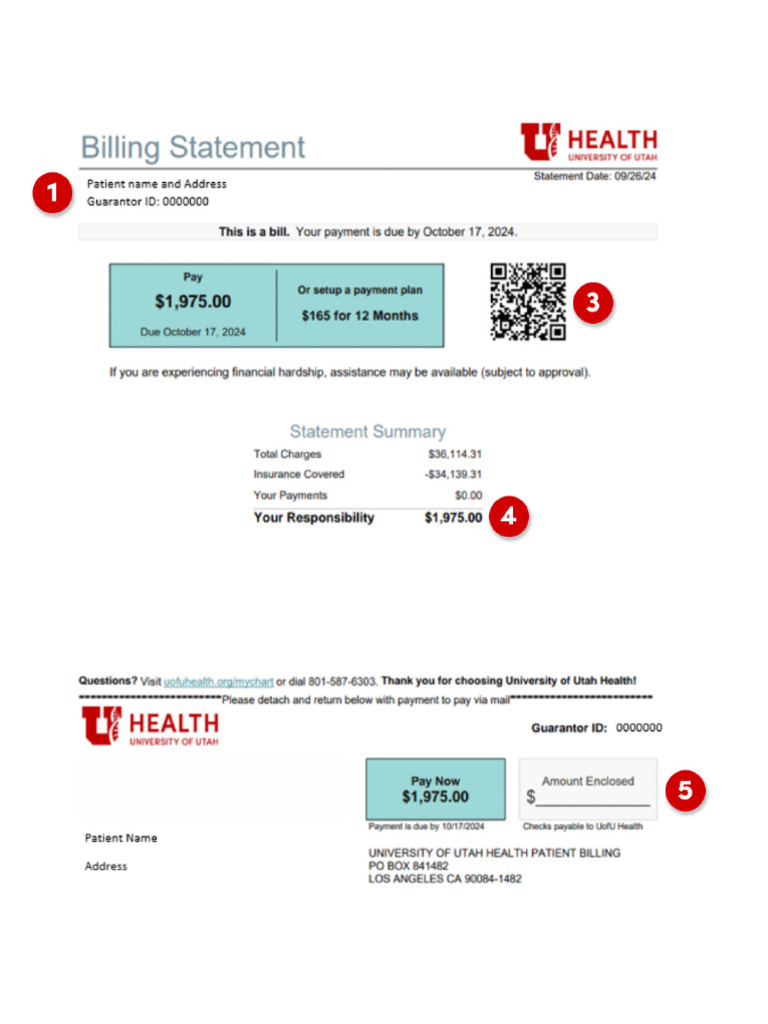 Billing Statement Example Uuh 2025 | PDF