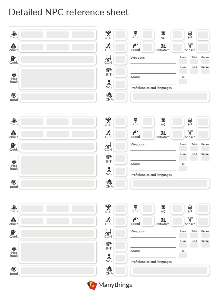 Detailed NPC Reference Sheet Guide | PDF