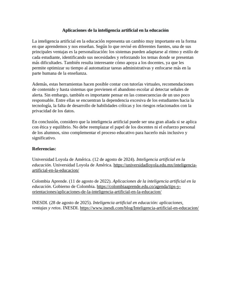 Aplicaciones de La Inteligencia Artificial en La Educación | PDF