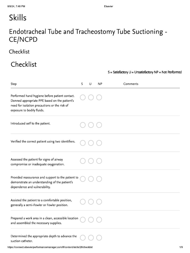 Endotracheal+Suctioning+Checklist | PDF