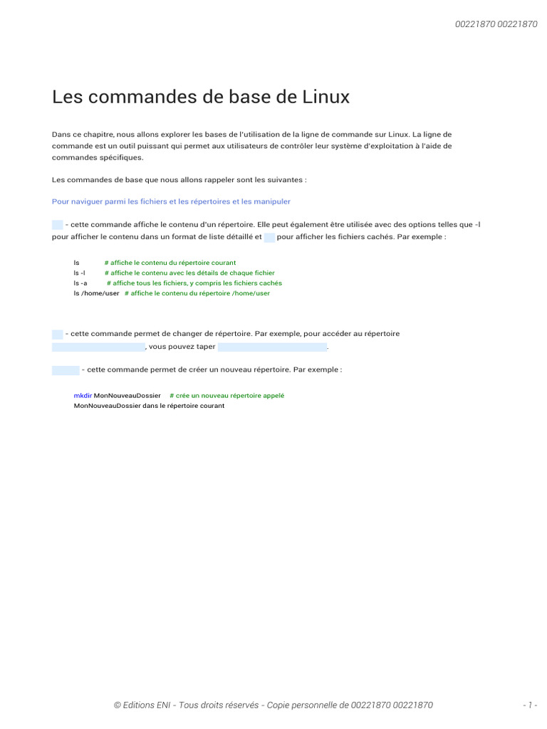Commandes de base pour Linux | PDF | Fichier informatique | Fichier texte