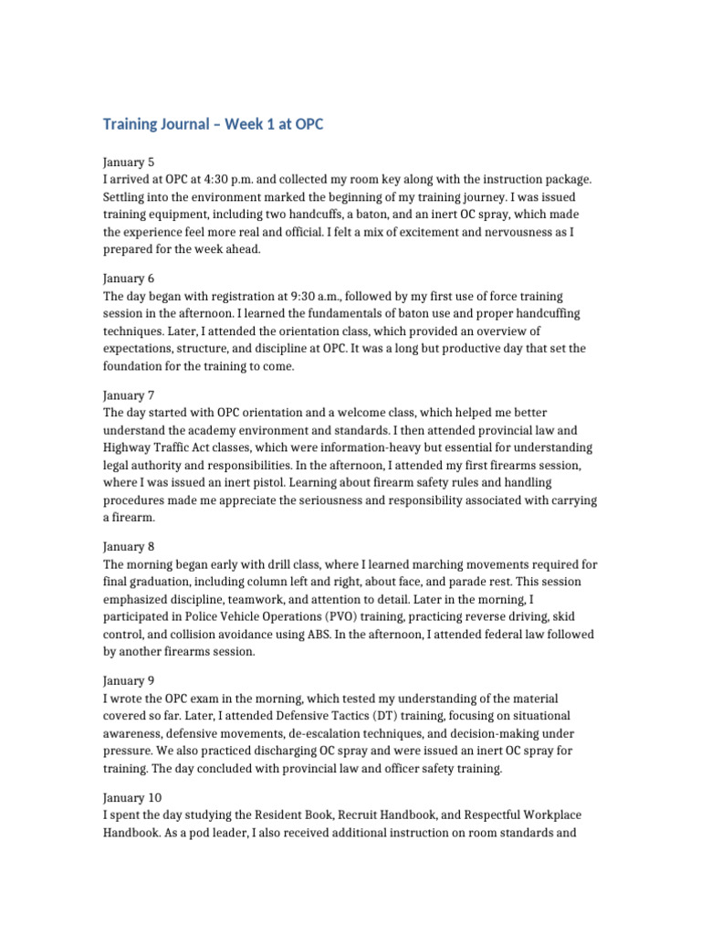OPC Training Journal: Week 1 Insights | PDF