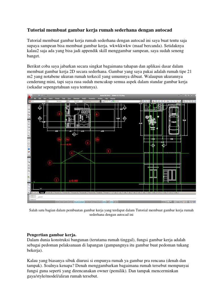 Tutorial Membuat Gambar Kerja Rumah Sederhana Dengan Autocad PDF