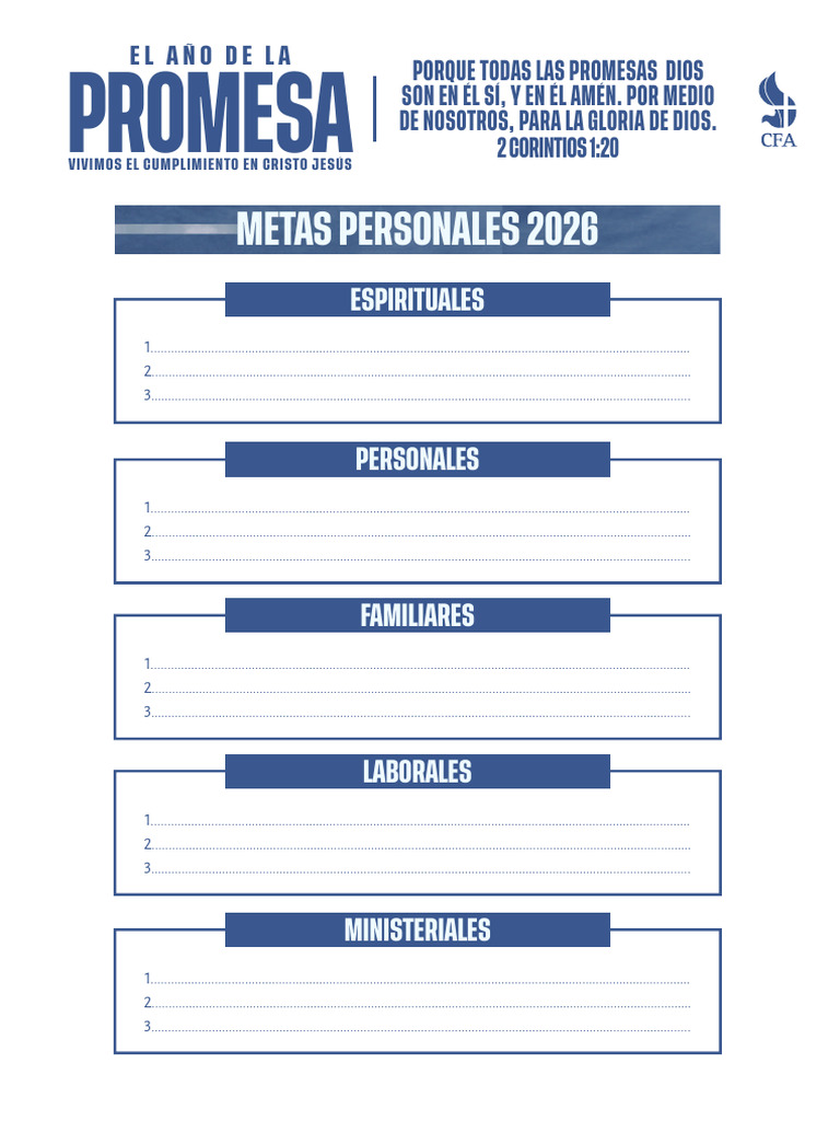 Hoja de Metas 2026 | PDF | Nuevo Testamento | Contenido del Nuevo ...