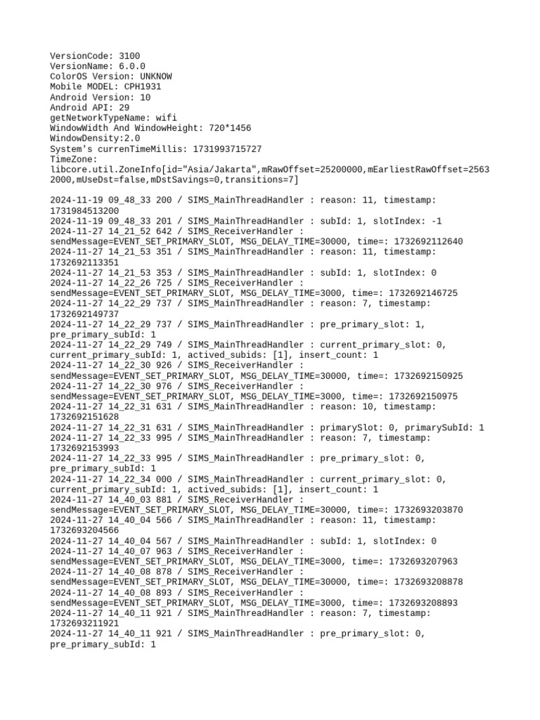 Android SIM Slot Management Logs | PDF | Computer Data | Geography