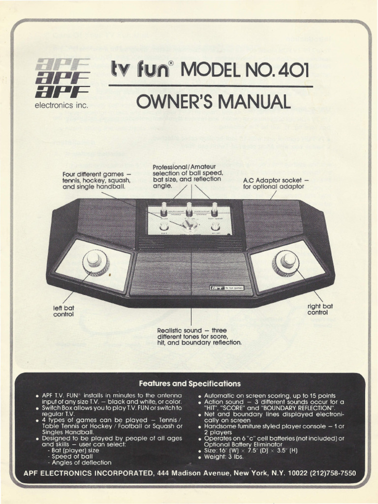 Apf Tv Fun Model 401 | PDF