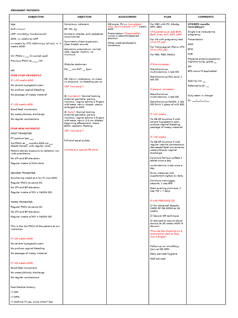 Opd Templates | PDF | Pregnancy | Vagina