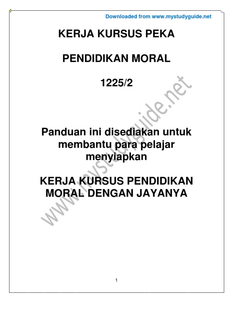 Panduan Kerja Kursus Pendidikan Moral 2012 [Www 