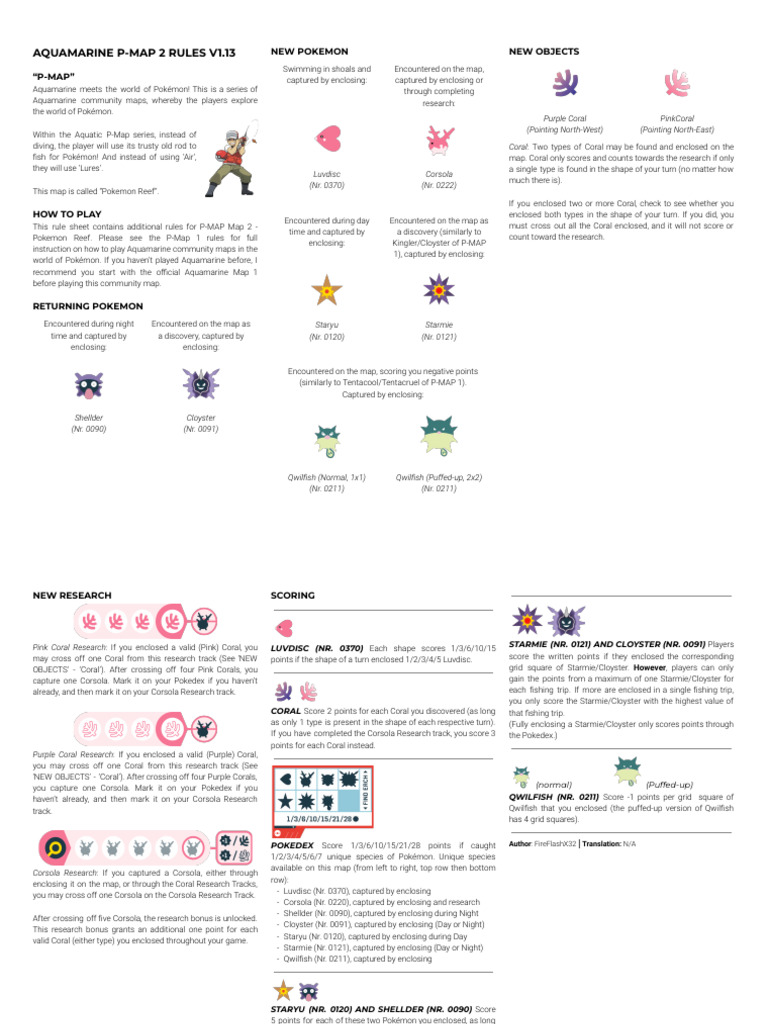 AQUAMARINE P-MAP 2 RULES (v1.13) - POKEMON REEF | PDF