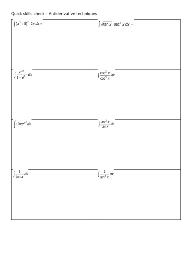 Integration Techniques Quick Review | PDF