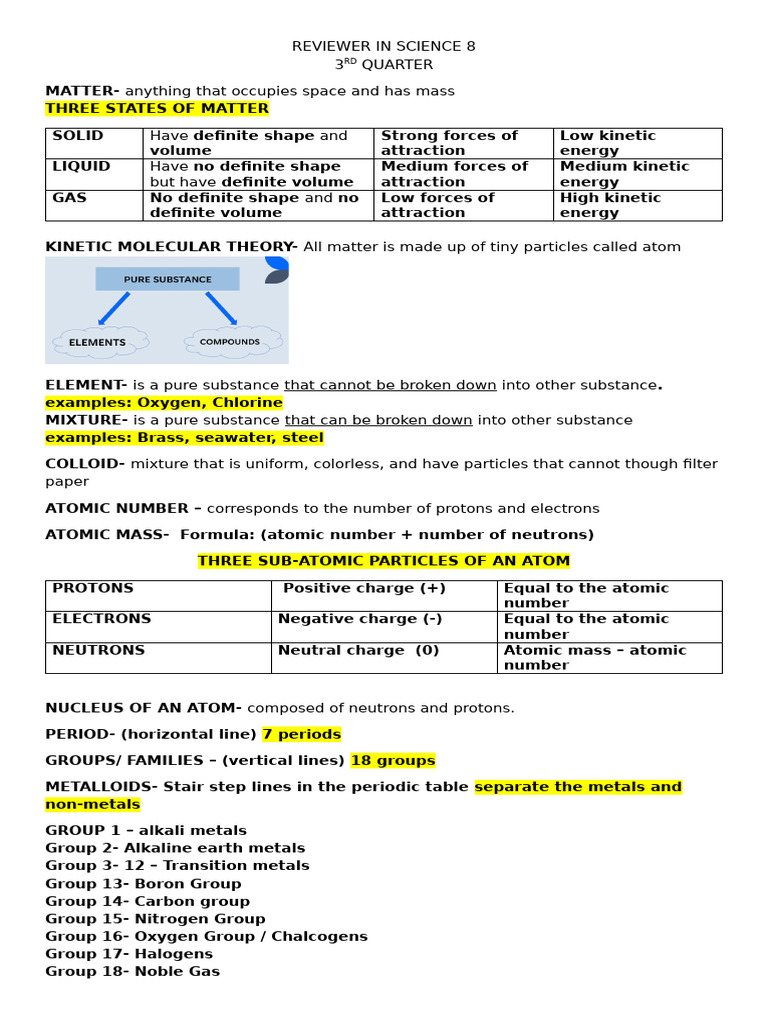 Reviewer in Science 8 3rd Quarter 3 | PDF