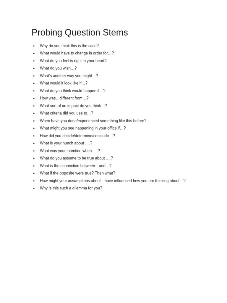 Probing Question Stems | PDF
