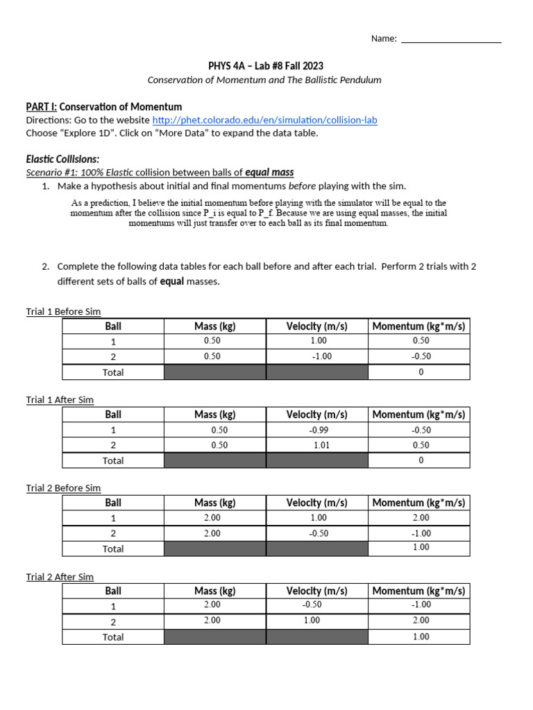 Lab 8.collisions (Online) - Tagged | PDF