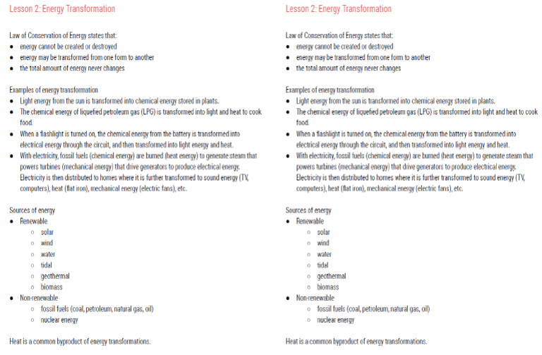 Energy Transformation Notes | PDF