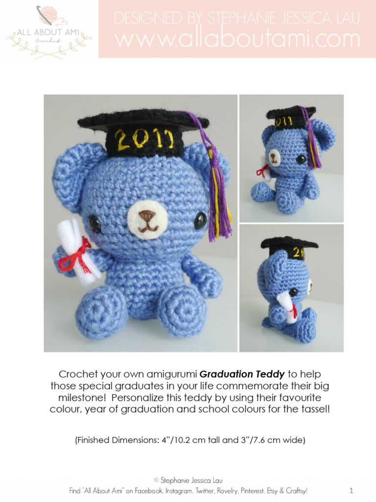 Graduation Teddy Crochet Pattern | PDF | Crochet | Knot