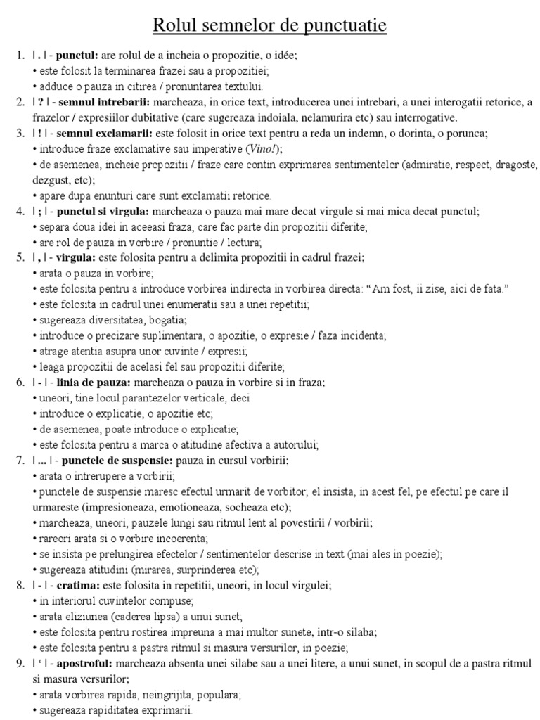 Rolul Semnelor de Punctuatie | PDF