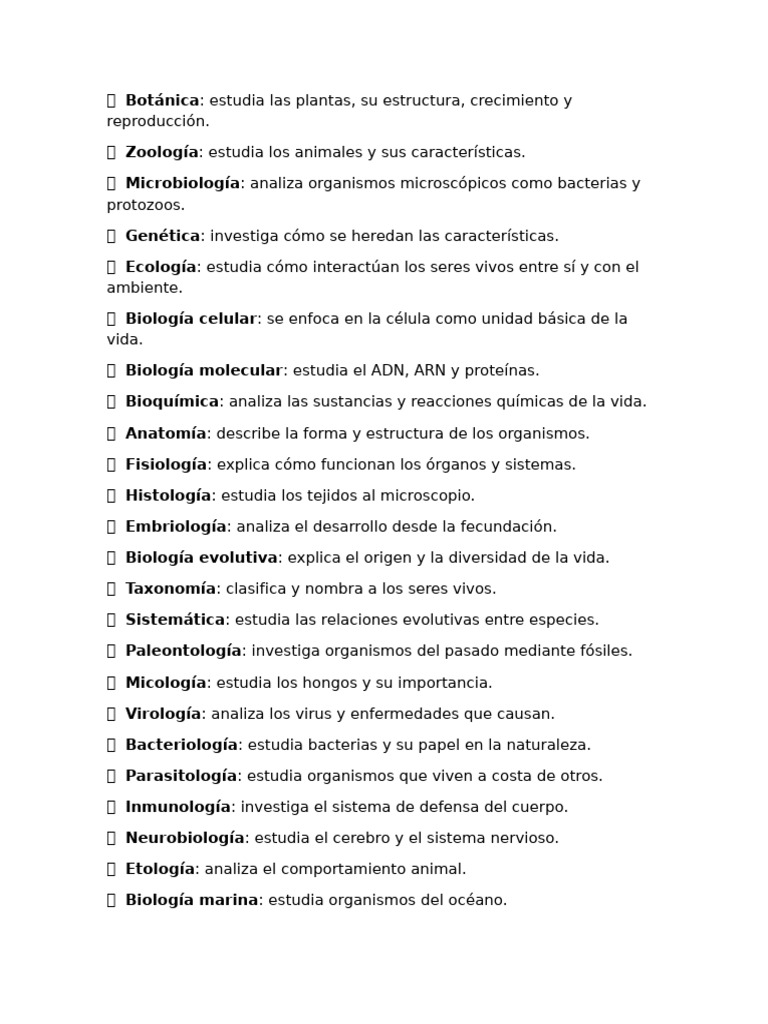 Ramas de La Biologia 50 | PDF | Biología | Organismos