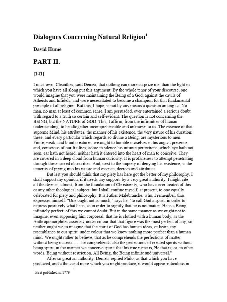 PHI1010 - Hume - Dialogues Concerning Natural Religion | PDF ...
