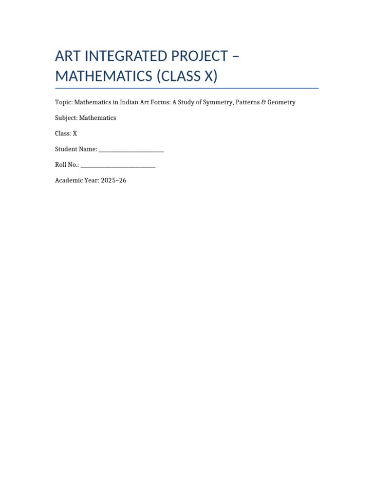 Art Integrated Project Math Class X | PDF | Geometry | Pattern
