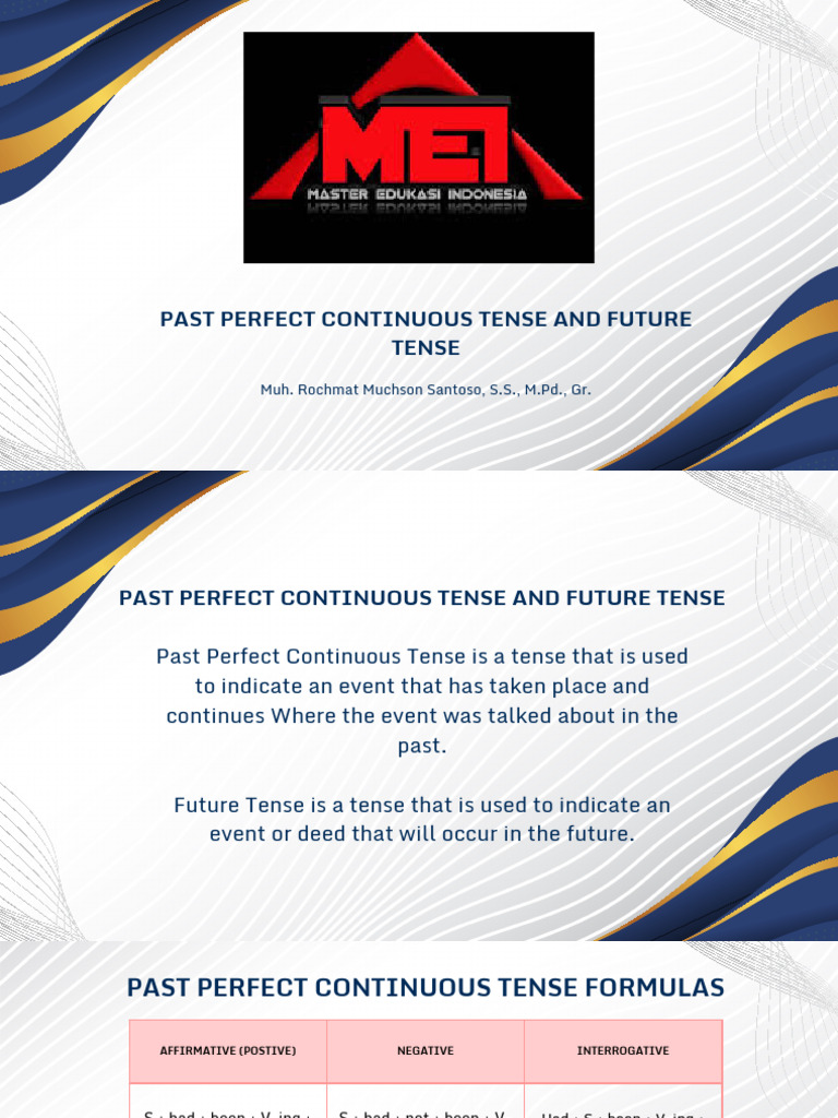 Past Perfect Continuous Tense and Future Tense | PDF | Grammatical ...