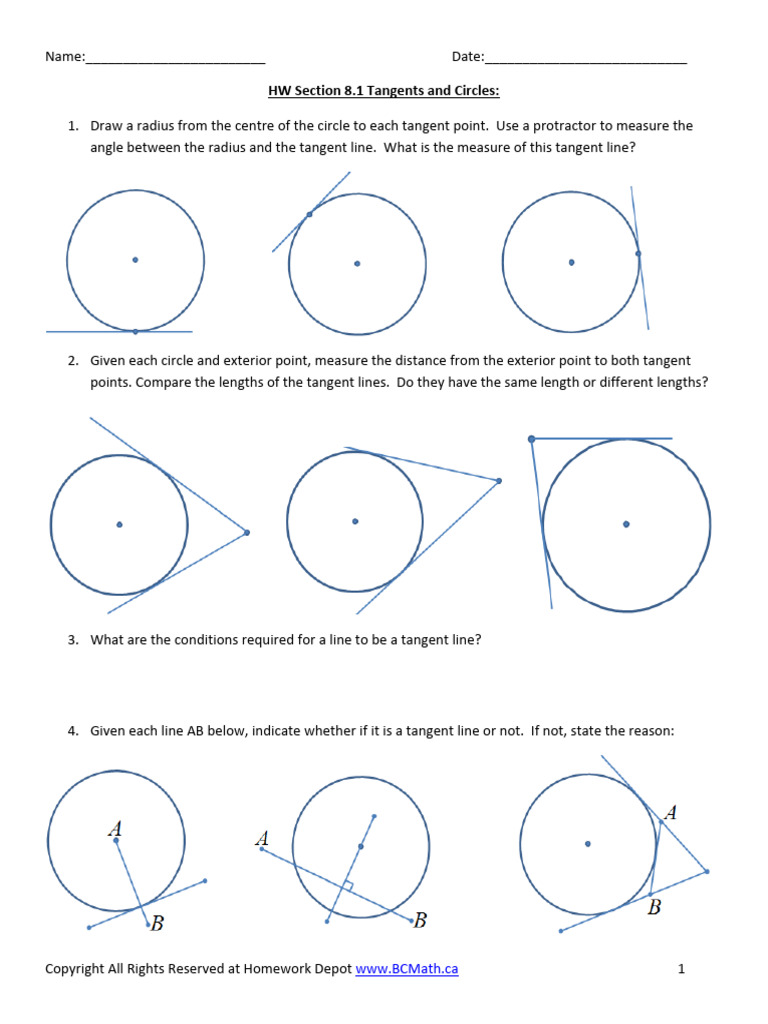 HW 8.R CH 8.1 and 8.2 Exploring Circle Geometry Handout | PDF | Circle ...