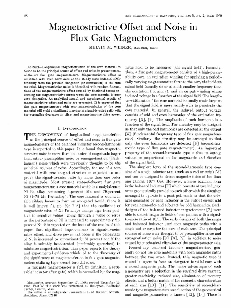 Magnetostrictive Offset and Noise in Flux Gate Magnetometers | PDF ...