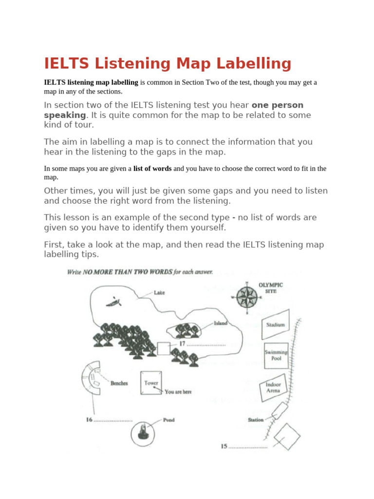 03 - IELTS Listening Map Labelling | PDF | International English ...