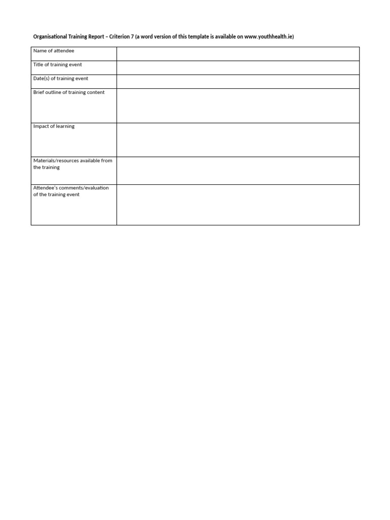 Organisational Training Report Template | PDF