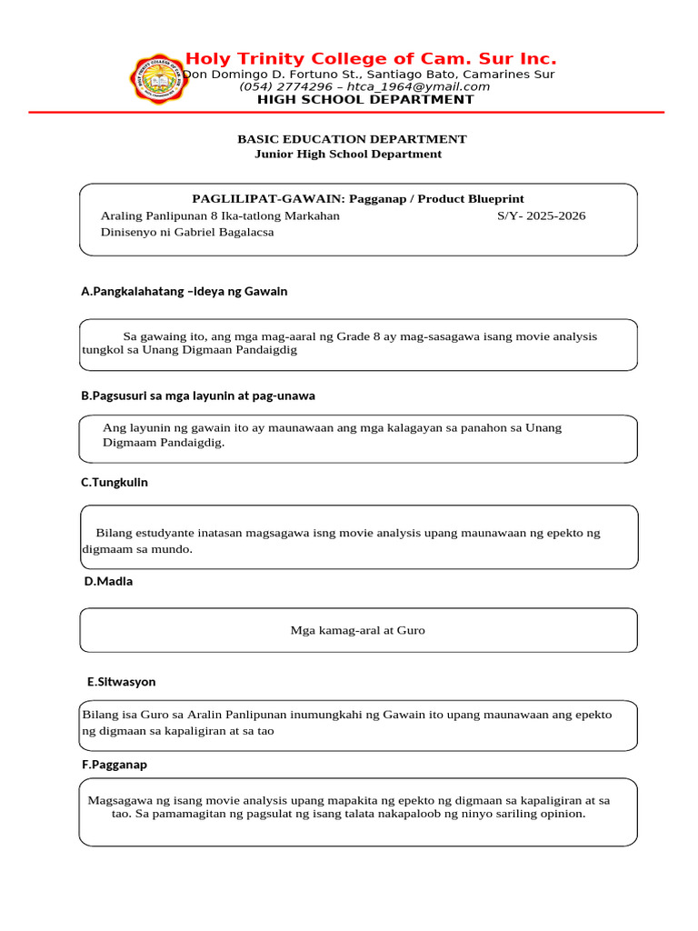 Performance Task Assesment Aralin Panlipunan 8 3rdquarter | PDF