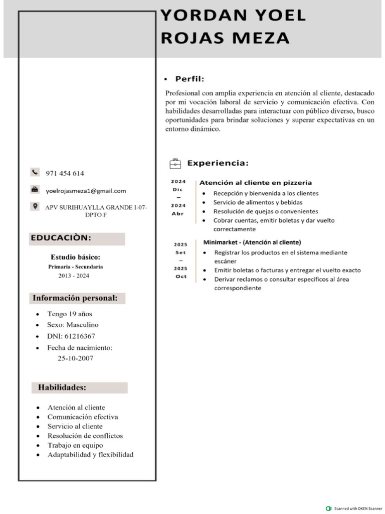 YOEL ROJAS Actualizado | PDF