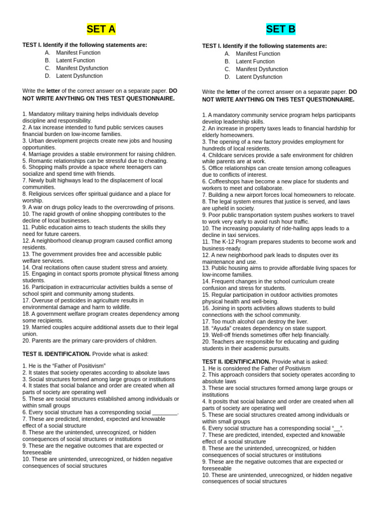 Structural Functionalism Quiz | PDF