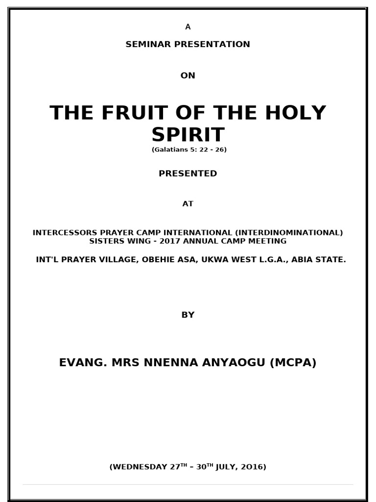 The Fruit of The Holy Spirit | PDF | Holy Spirit | Theology