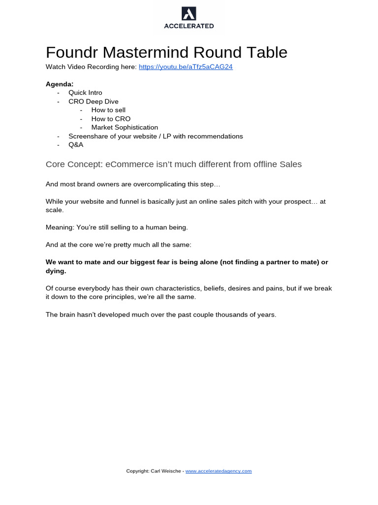 Foundr Mastermind Round Table - Carl Weische | PDF | Psychological ...