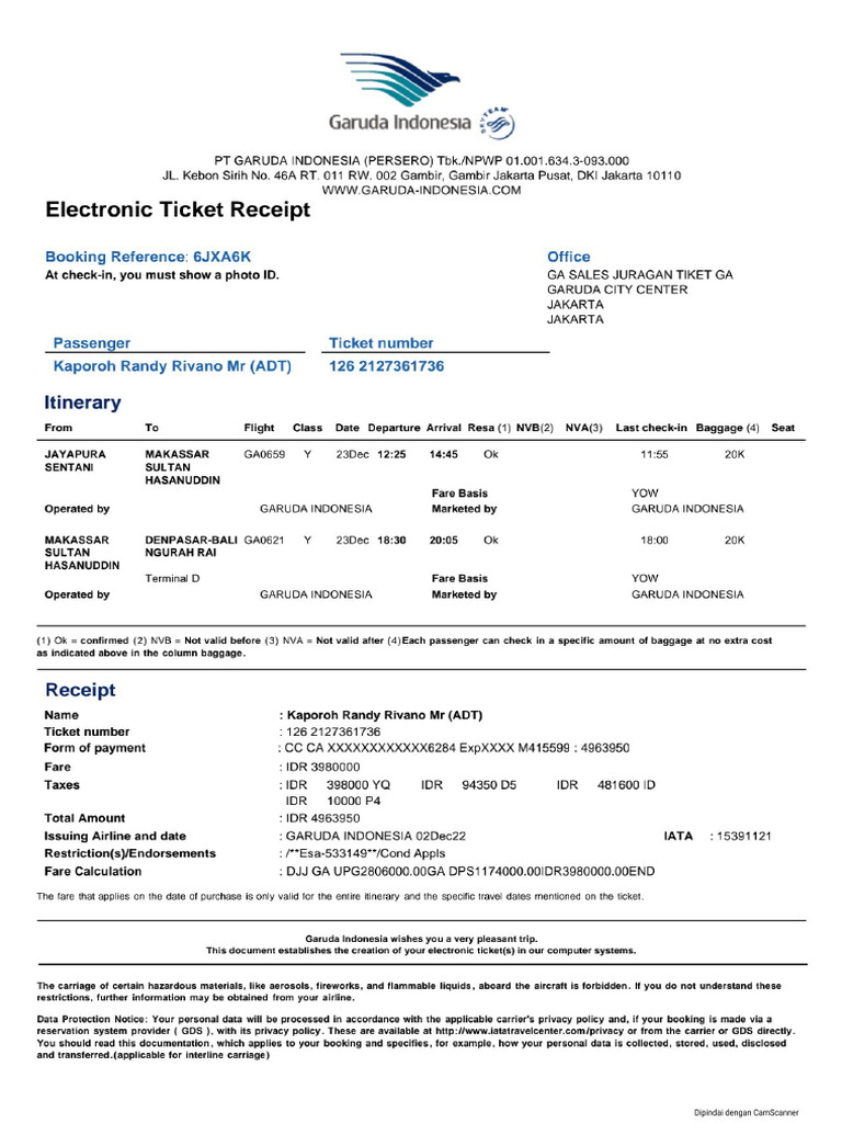 Your Electronic Ticket Receipt | PDF