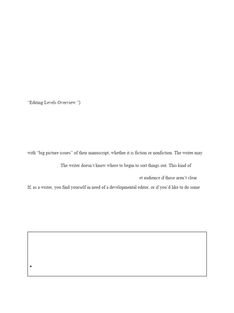 Developmental Editing Checklist Handout | PDF | Writers | Editing