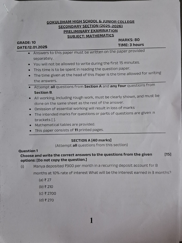 Math GHS FPE 2025-26 | PDF
