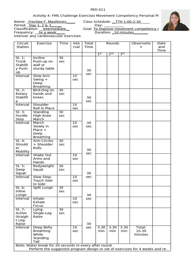 PED 011 Exercise Challenge | PDF | Management Of Obesity | Physical ...