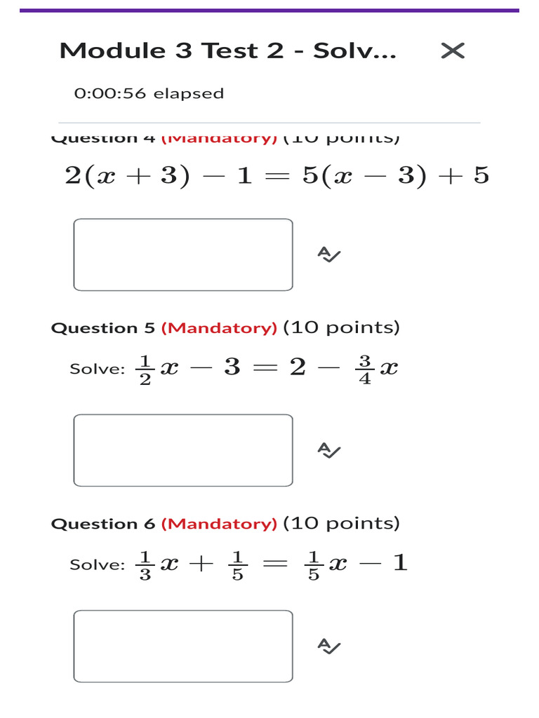 Module 3 Test 2 - Solving Linear Equations - Online Math Immersion ...