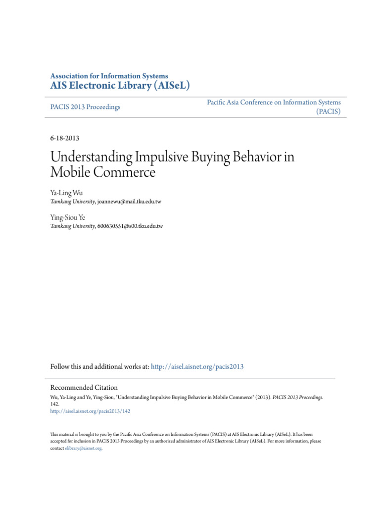 Understanding Impulsive Buying Behavior in Mobile Commerce | PDF ...