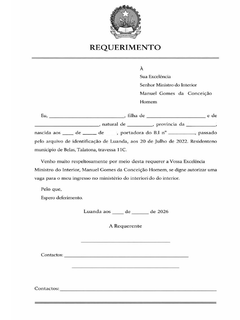 Requerimento Ministerio Do Interior | PDF