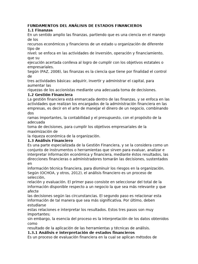 Fundamentos Del Análisis de Estados Financieros | PDF | Estado ...