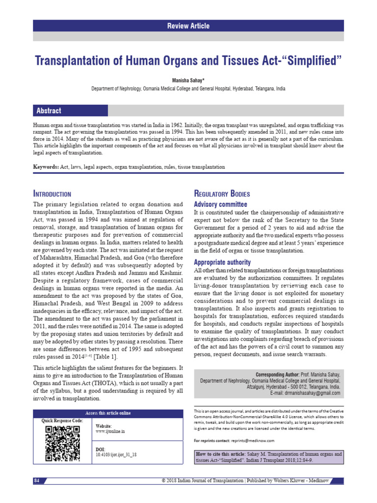Transplantation of Human Organs and Tissues.3 | PDF | Organ ...