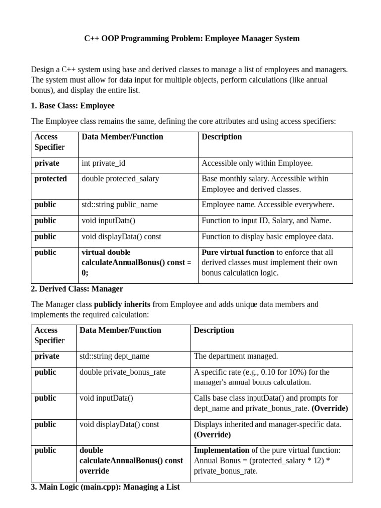 PRF193 OOP Employee Manager - 01 | PDF | Inheritance (Object Oriented ...