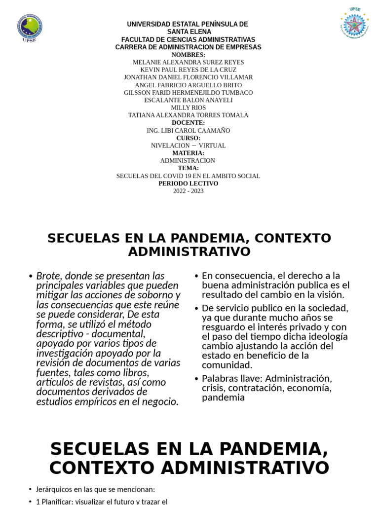 Analizando Las Secuencias de La Pandemia en El Contexto Administrativo ...