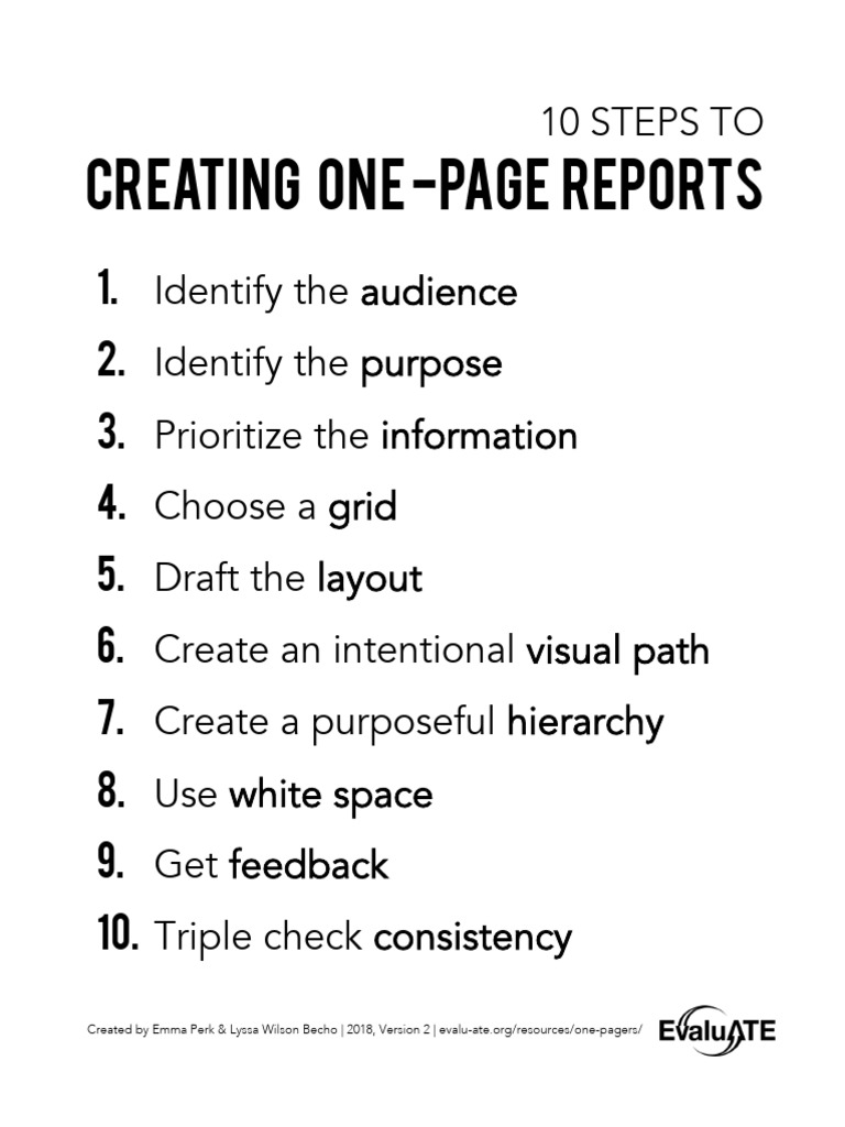 10 Steps To Creating A One-Page Report | PDF | Data