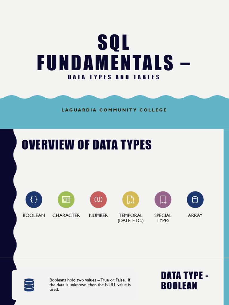 Lesson 7 - Data Types and Create Table | PDF | Boolean Data Type ...