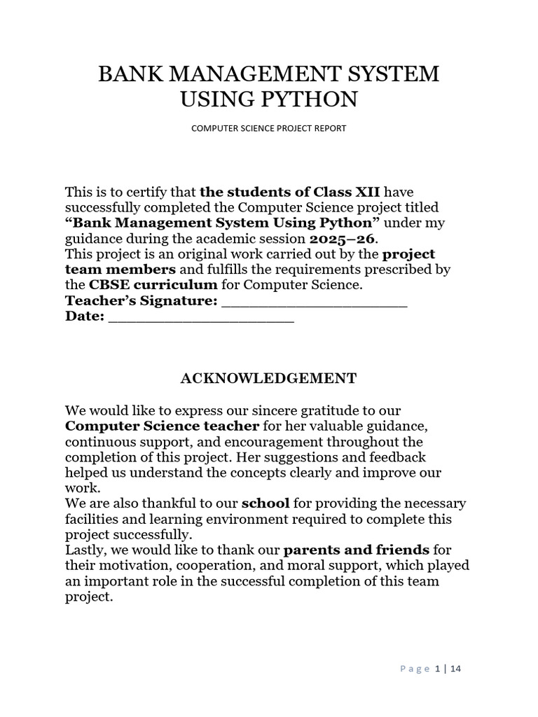 Bank Management System Using Python by Team Nextgen | PDF | Python ...